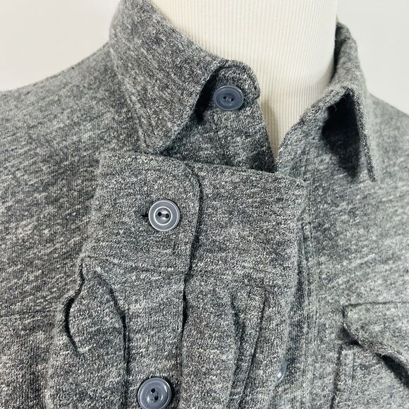 J Crew Small Knit Goods Flannel Shirt Thermal Lined Gray Cotton Button Front - Picture 5 of 6